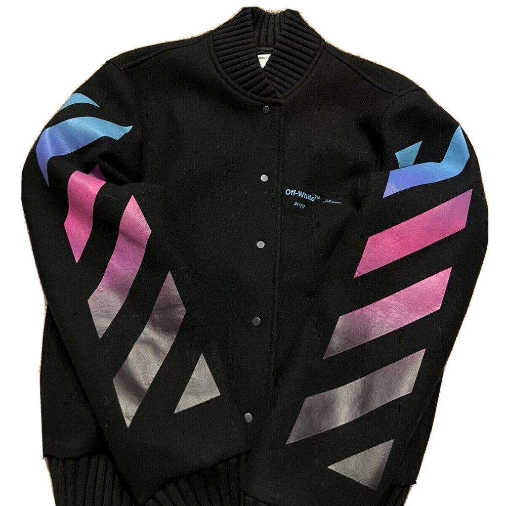 Off-White Black Gradient Diagonal Bomber Jacket Size Small